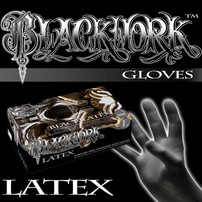 Blackworks Black LATEX Gloves (Box of 100)