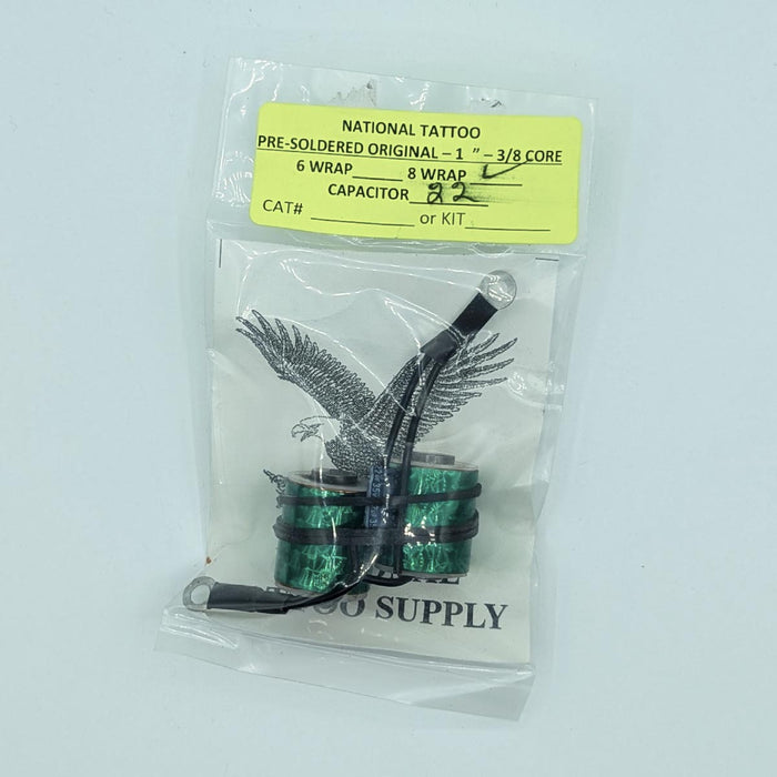 National Tattoo Supply - Wired Original Coil Set (22uf - 1' - 8 wrap)