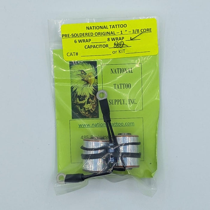 National Tattoo Supply - Wired Original Coil Set (22uf - 1' - 8 wrap)