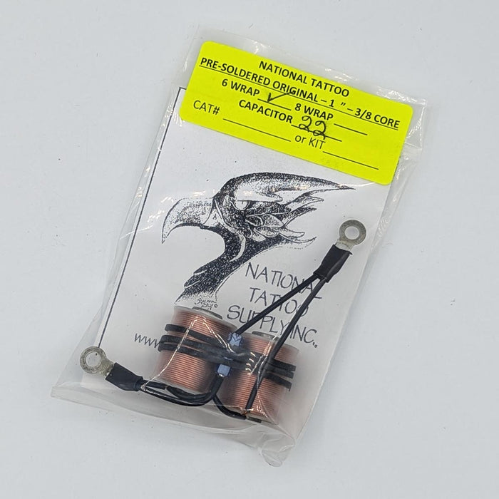 National Tattoo Supply - Wired Original Coil Set (22uf - 1' - 6 wrap)