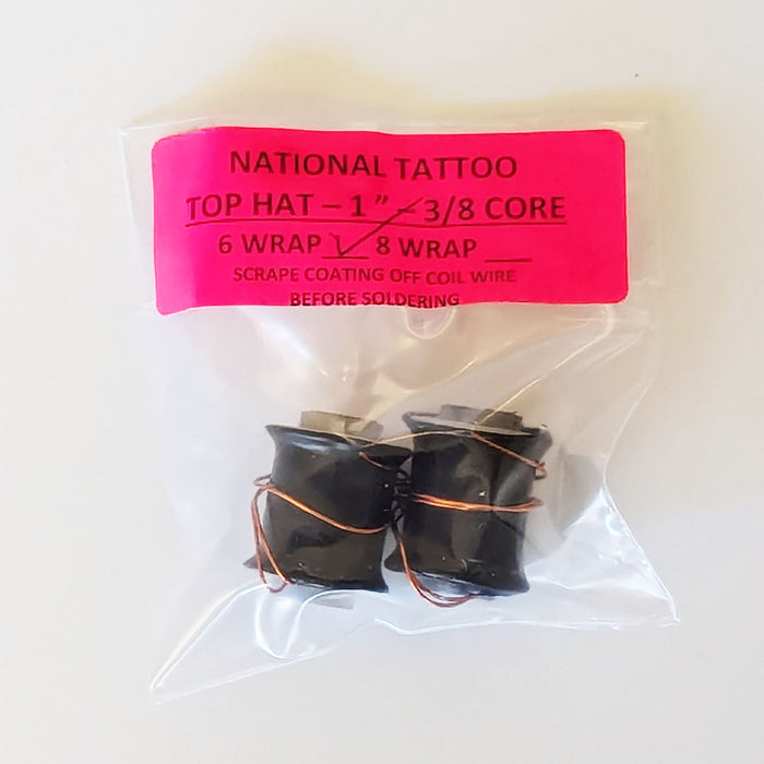 National Tattoo Supply - Top Hat Coil Set (1" - 6 wrap - 3/8 core)