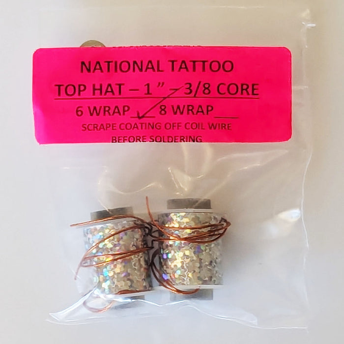 National Tattoo Supply - Top Hat Coil Set (1" - 6 wrap - 3/8 core)