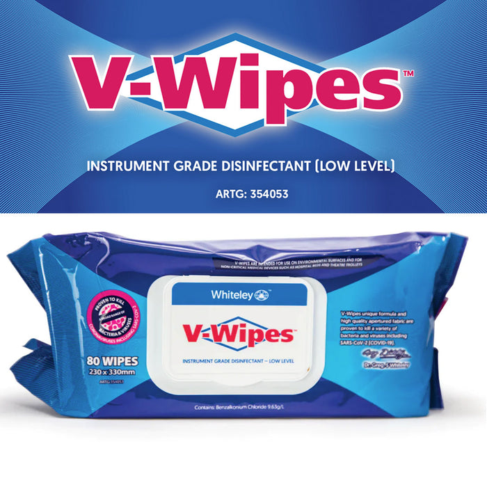 Whiteley V-Wipes Large Flat Pack (80 wipes per pack)