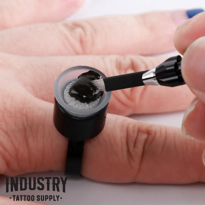 Cosmetic Ink Cup Holder Finger Ring — Black — Bag of 50