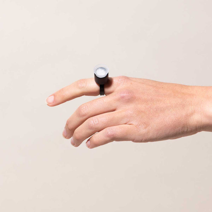 Cosmetic Ink Cup Holder Finger Ring — Black — Bag of 50