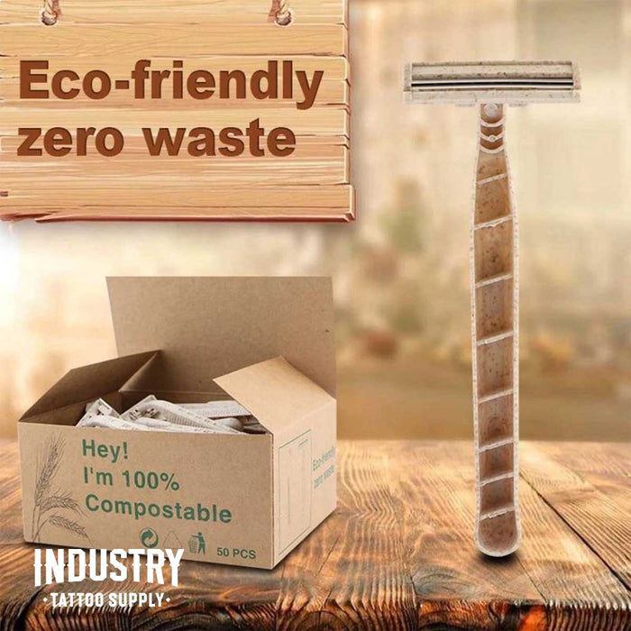 Wheat Straw, biodegradable, disposable razors (box of 50)