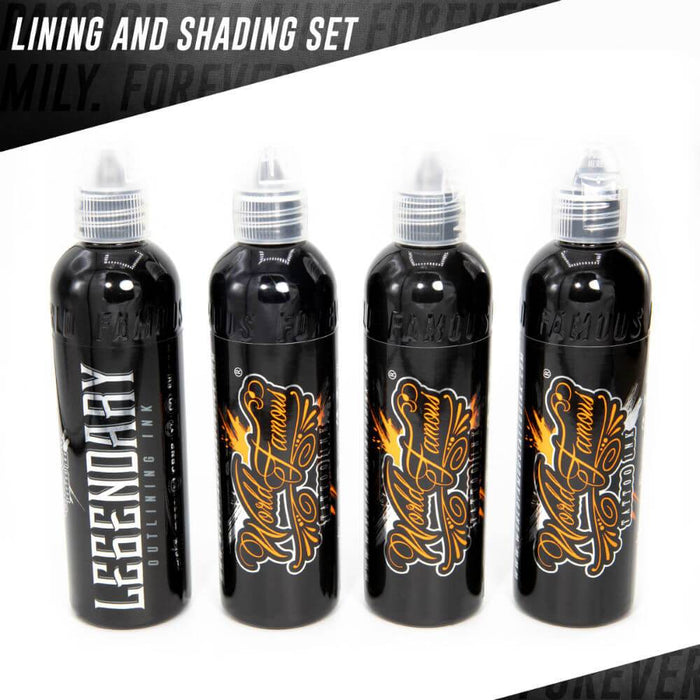 World Famous Tattoo Ink: Lining and Shading Set - 4 colour